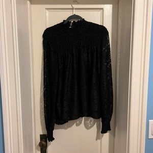 Blue Tassel Anthropologie Lace Blouse